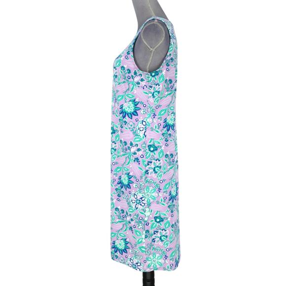 Talbots Dress Womens Medium Lavender Blue Floral Sleeveless Stretch Knit Beach - Picture 5 of 12
